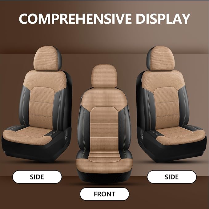 Universal Fabric Seat Covers — Front Seat — Black / Beige