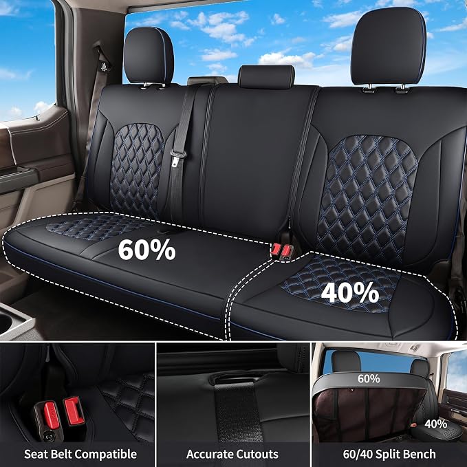 Seat Covers for Toyota Tacoma — Full Set — Black / Blue