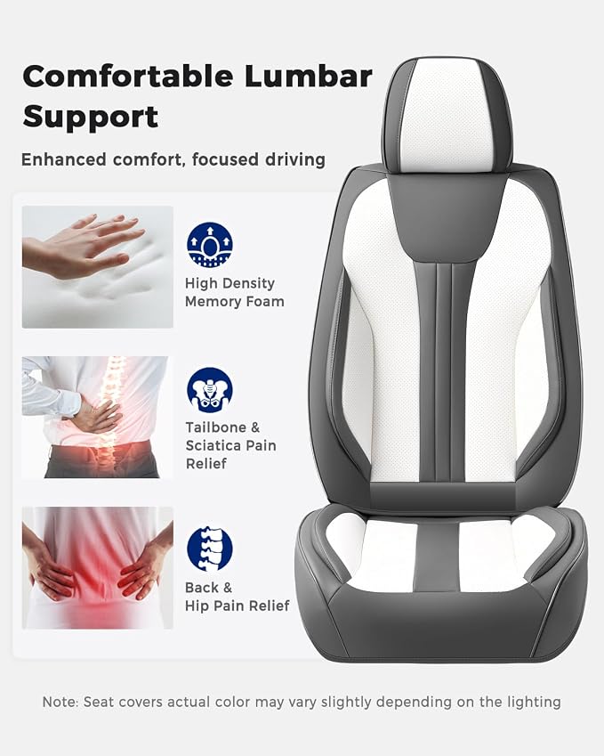 Universal Faux Leather Seat Covers — Gray / White