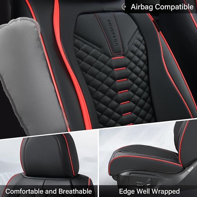 Universal Seat Covers — Front Seat — Black / Red