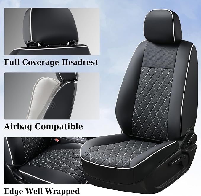 Faux Leather Seat Covers for Toyota Tacoma — Full Set — White