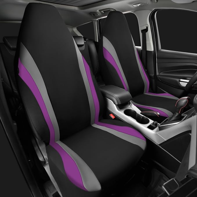 Universal Neoprene Seat Covers — Front Seat — Black / Purple