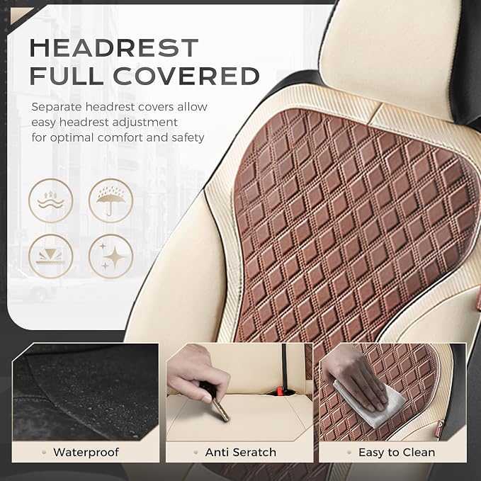 Universal Seat Covers — Full Set — Beige / Brown