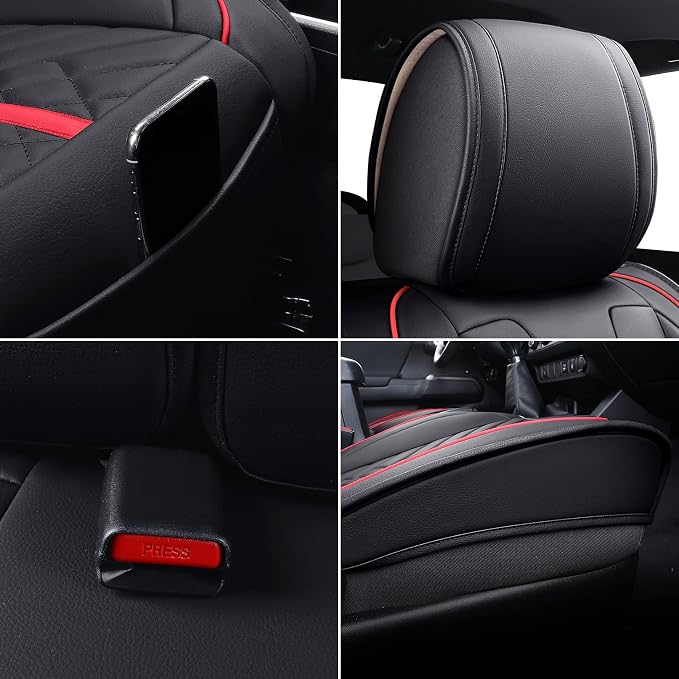 Seat Covers for Toyota Tacoma — Front Seat — Black / Red
