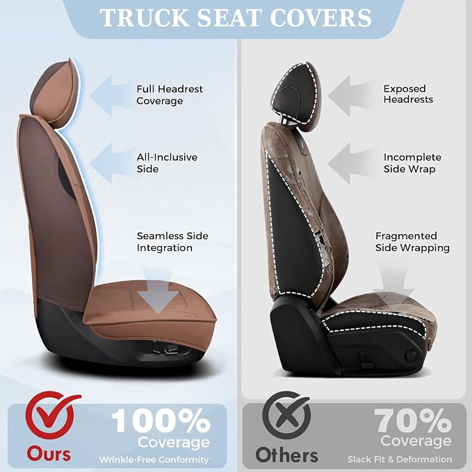 Seat Covers for Multiple Vehicles — Full Set — Brown