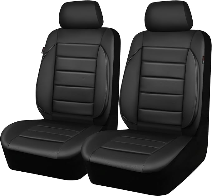 Universal Faux Leather Seat Covers — Front Seat — Black