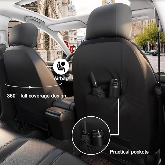 Faux Leather Seat Covers for Multiple Vehicles — Front Seat — Black