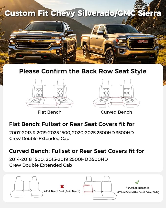 Seat Covers for Chevrolet Silverado / GMC Sierra — Rear Seat — Black