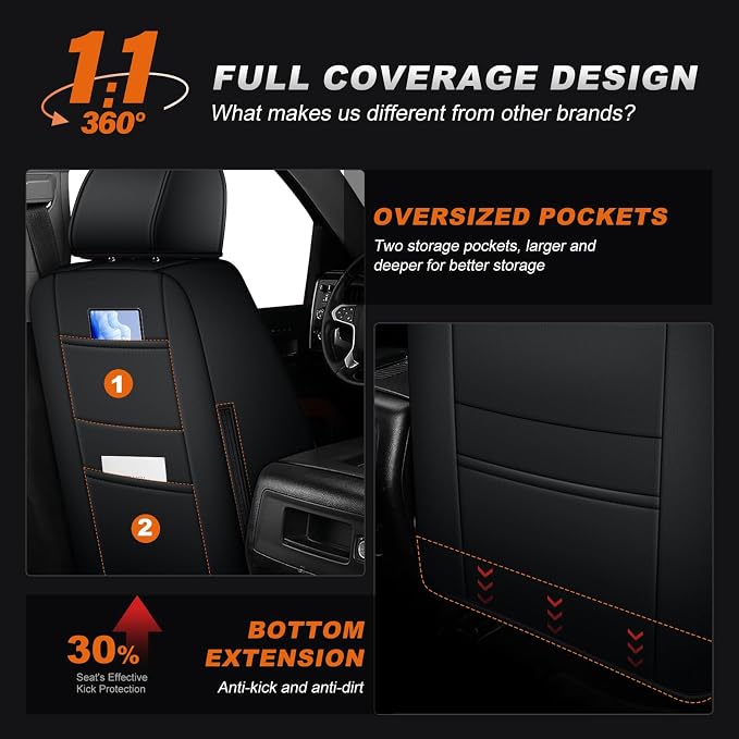 Faux Leather Seat Covers for Chevrolet Silverado / GMC Sierra — Full Set — Black