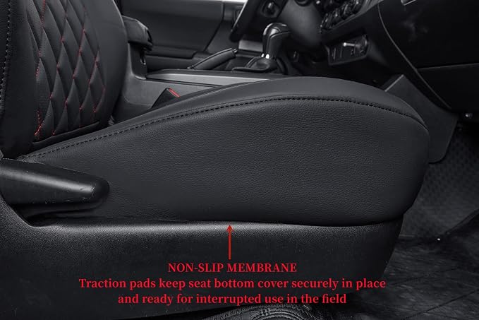 Faux Leather Seat Covers for Toyota Tacoma — Full Set — Red / Black