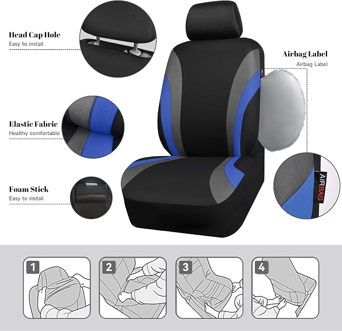 Universal Seat Covers — Front Seat — Blue / Black
