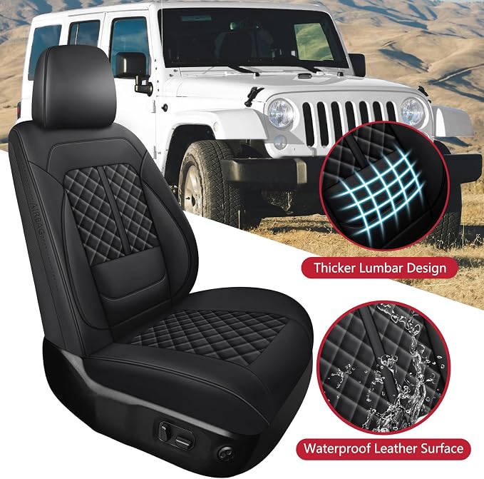 Faux Leather Car Seat Covers — Full Set — Black