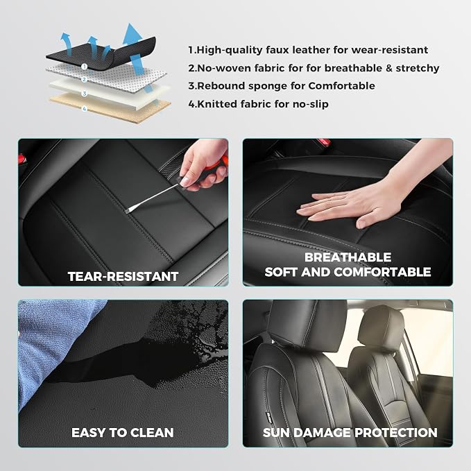 Faux Leather Seat Covers for Honda Civic — Full Set — Black