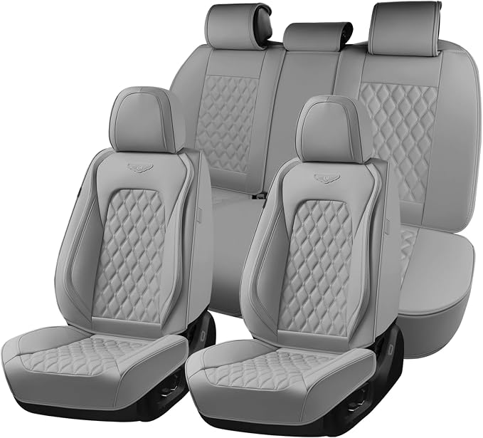 Universal Faux Leather Seat Covers — Full Set — Gray
