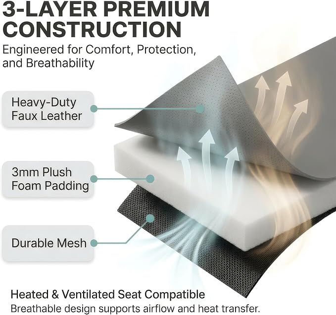 Universal Faux Leather Seat Covers — Front Seat — Black