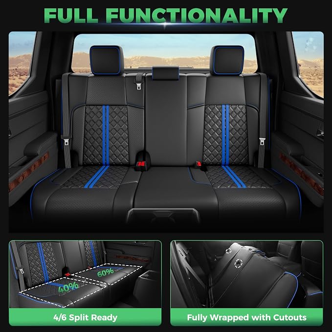 Seat Covers for Toyota Tacoma — Full Set — Black / Blue