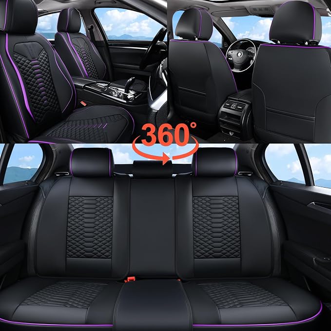 Universal Seat Covers — Full Set — Black / Purple