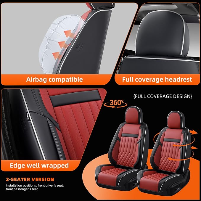 Universal Seat Covers — Full Set — Black / Red