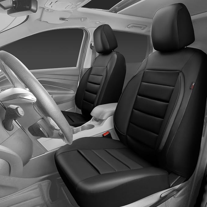 Universal Faux Leather Seat Covers — Front Seat — Black