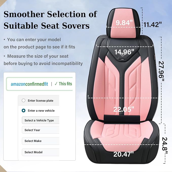 Universal Seat Covers — Full Set — Black / Pink