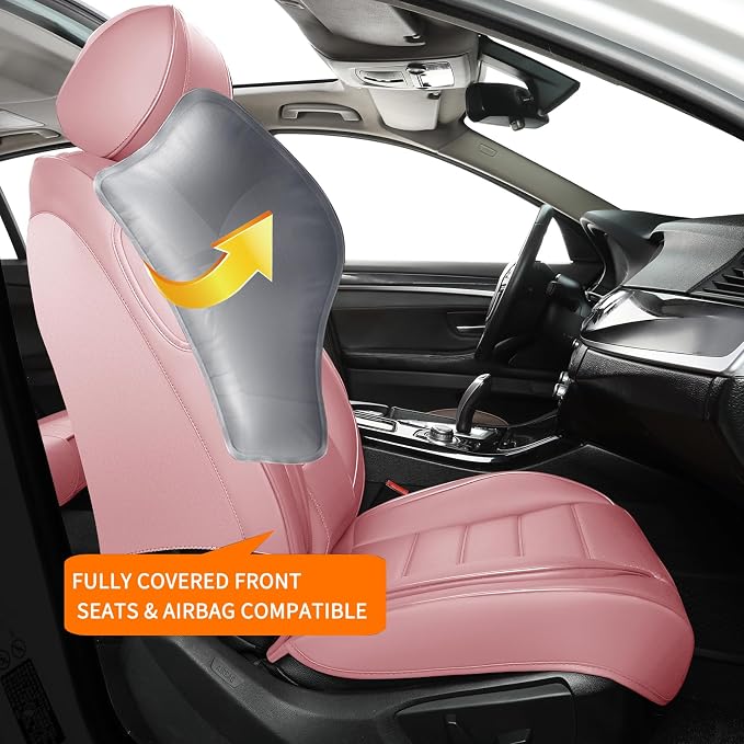Universal Faux Leather Seat Covers — Full Set — Pink