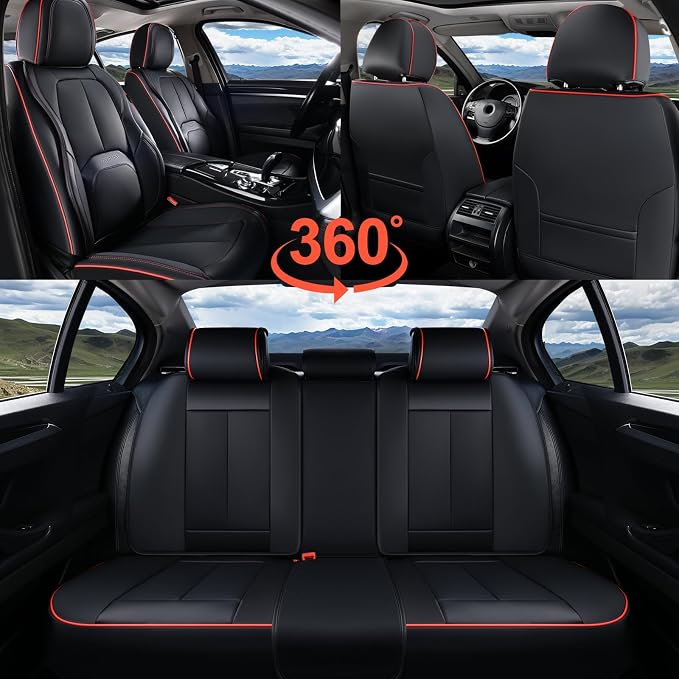 Universal Seat Covers — Full Set — Black / Red