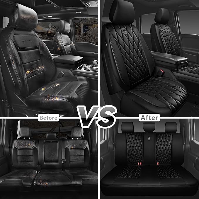 Universal Faux Leather Seat Covers — Full Set — Black