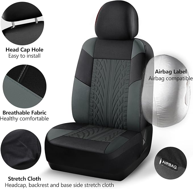 Universal Fabric Seat Covers — Full Set — Black