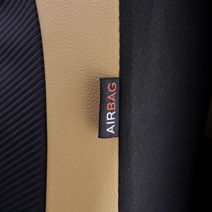 Faux Leather Car Seat Covers — Full Set — Black / Beige