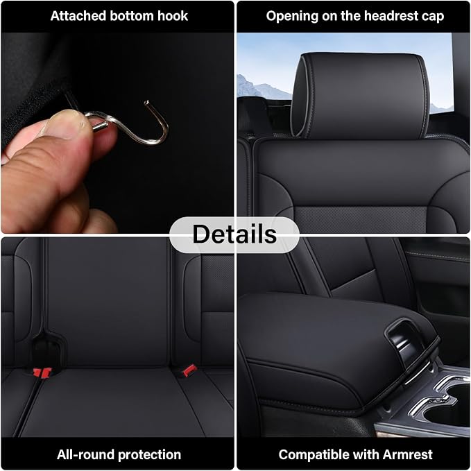 Faux Leather Seat Covers for Chevrolet Silverado / GMC Sierra — Full Set — Black