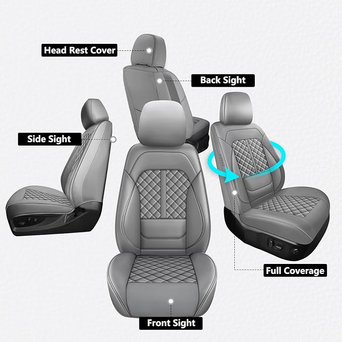 Faux Leather Car Seat Covers — Front Seat — Gray