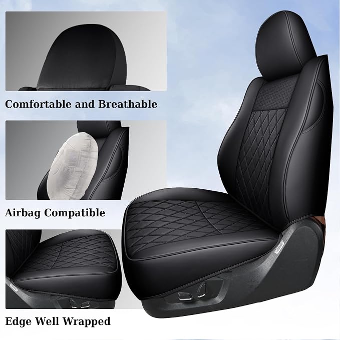 Faux Leather Seat Covers for Toyota Tacoma — Full Set — Black