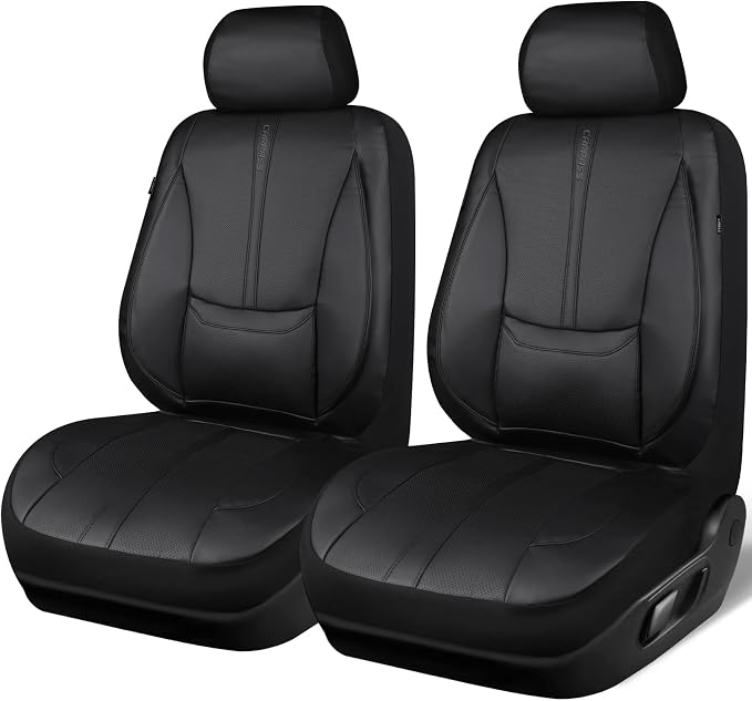 Universal Faux Leather Seat Covers — Front Seat — Black