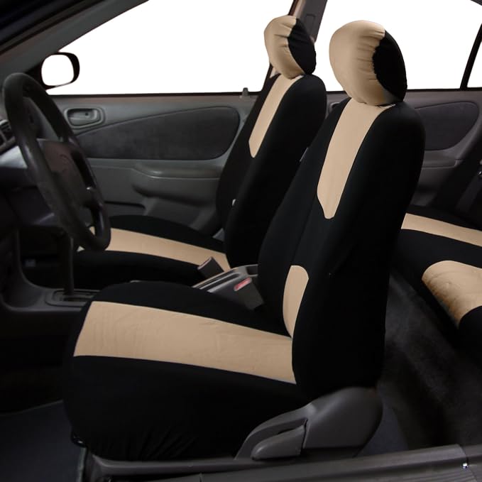 Universal Fabric Seat Covers — Front Seat — Beige