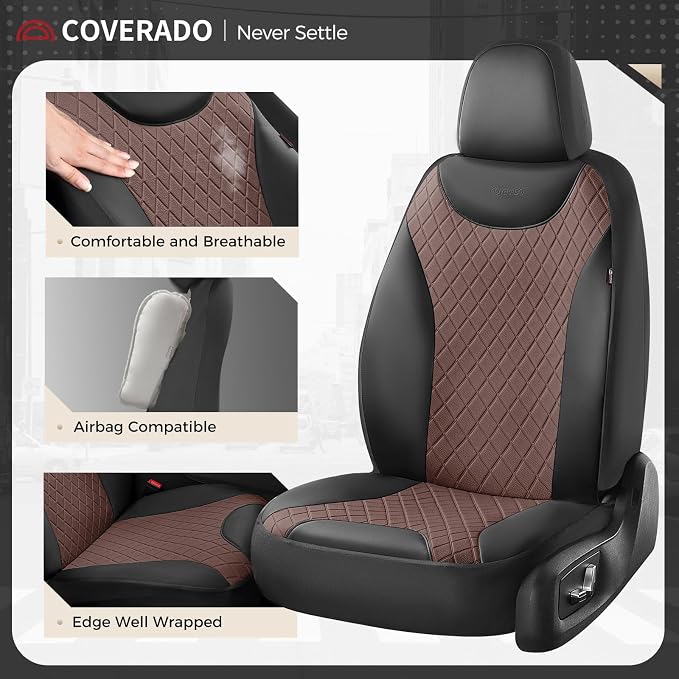Universal Seat Covers — Full Set — Black / Coffee
