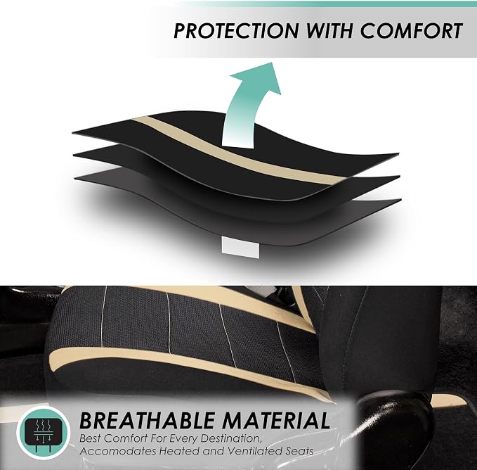 Universal Seat Covers — Front Seat — Beige / Black