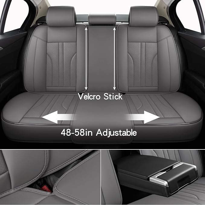 Universal Faux Leather Seat Covers — Full Set — Gray