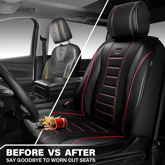 Universal Seat Covers — Full Set — Black / Red