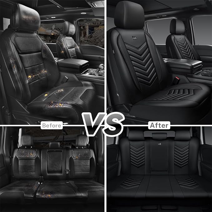 Universal Faux Leather Seat Covers — Full Set — Black