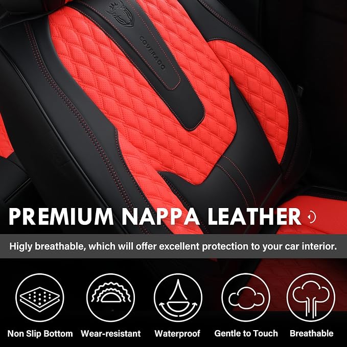 Universal Seat Covers — Full Set — Red / Black