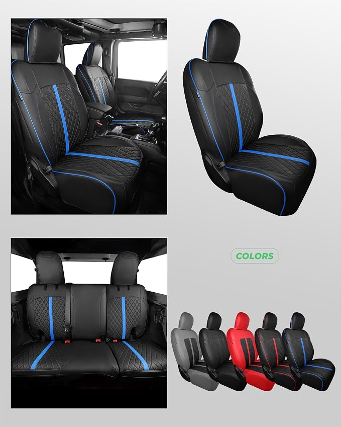 Seat Covers for Jeep Wrangler — Full Set — Black / Blue