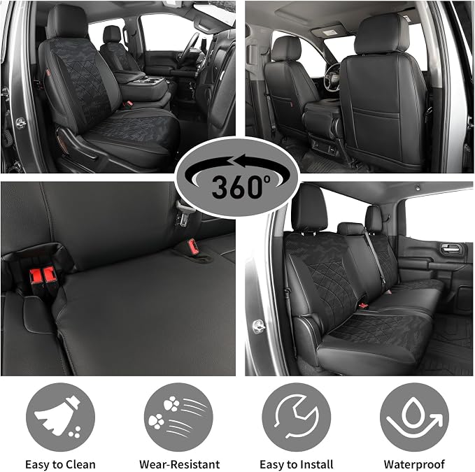 Faux Leather Seat Covers for Chevrolet Silverado — Full Set — Black / Gray