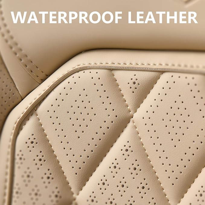 Universal Faux Leather Seat Covers — Front Seat — Beige