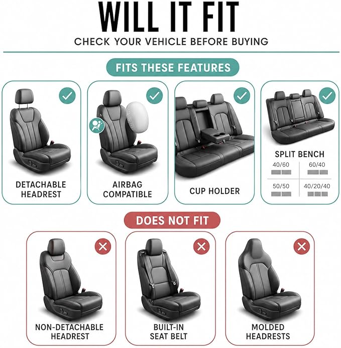 Universal Seat Covers — Full Set — Gray