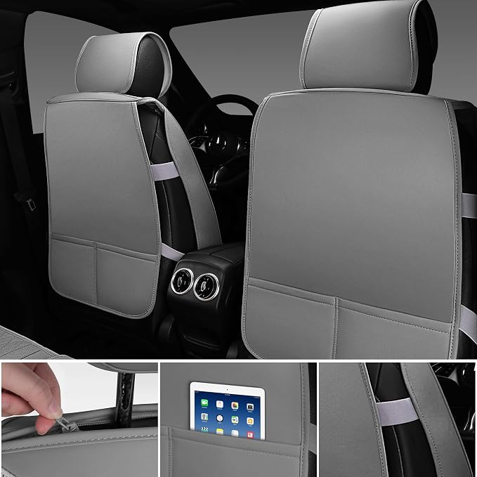Universal Faux Leather Seat Covers — Full Set — Gray