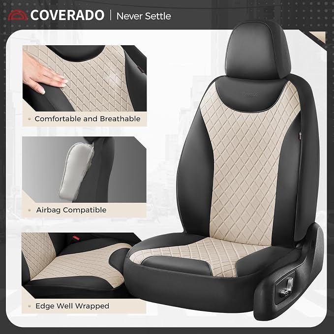 Universal Seat Covers — Front Seat — Black / Beige