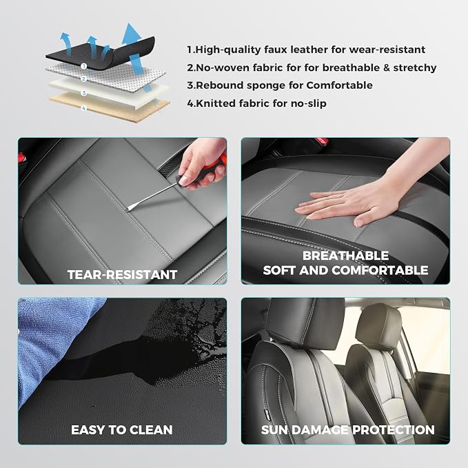 Faux Leather Seat Covers for Honda Civic — Full Set — Black / Gray