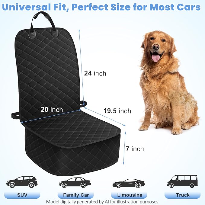 Pet Car Seat Protector — Front Seat — Black