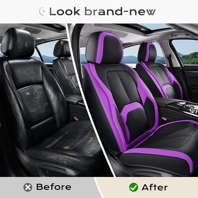 Universal Seat Covers — Full Set — Black / Purple