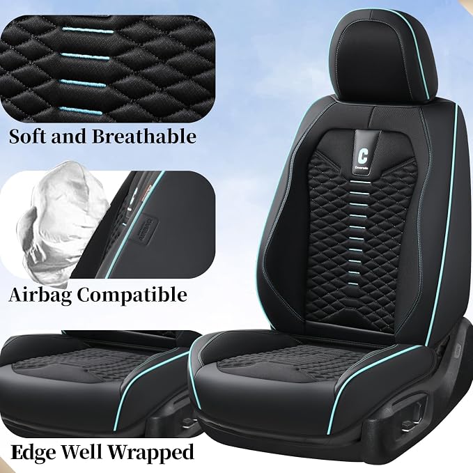 Universal Faux Leather Seat Covers — Full Set — Black